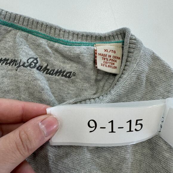 Tommy Bahama Sweater Mens X Large Grey V Neck Knit Pima Cotton - Picture 3 of 6